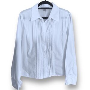 Vintage Bib Front Pleated White Shirt with Zipper Front Waist Trimming Panel C…